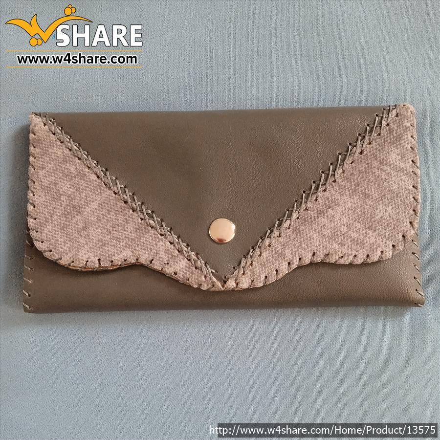 کیف پول سه لت چرم صنعتی تمام دستدوز زنانه میترا