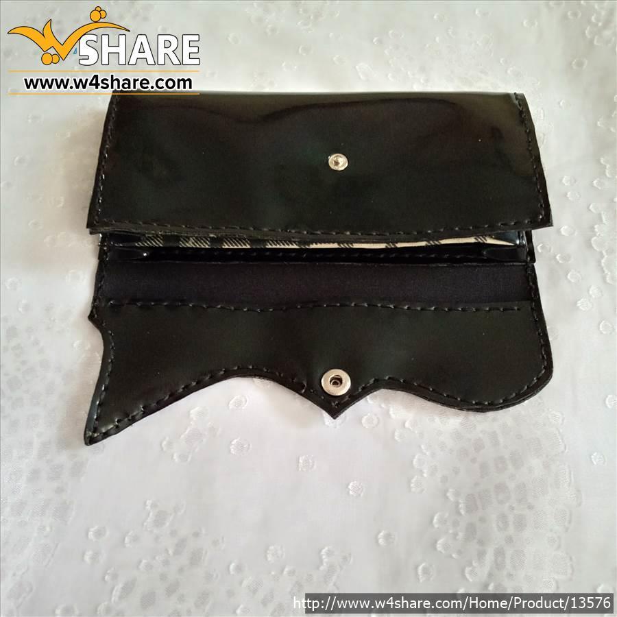 کیف پول دو طبله زنانه از چرم ورنی